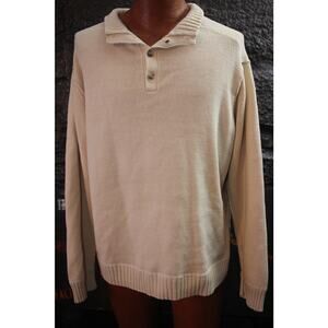 Tommy Bahama 100% Cotton Knit Pullover Sweater XL – Beige – Elbow Detail